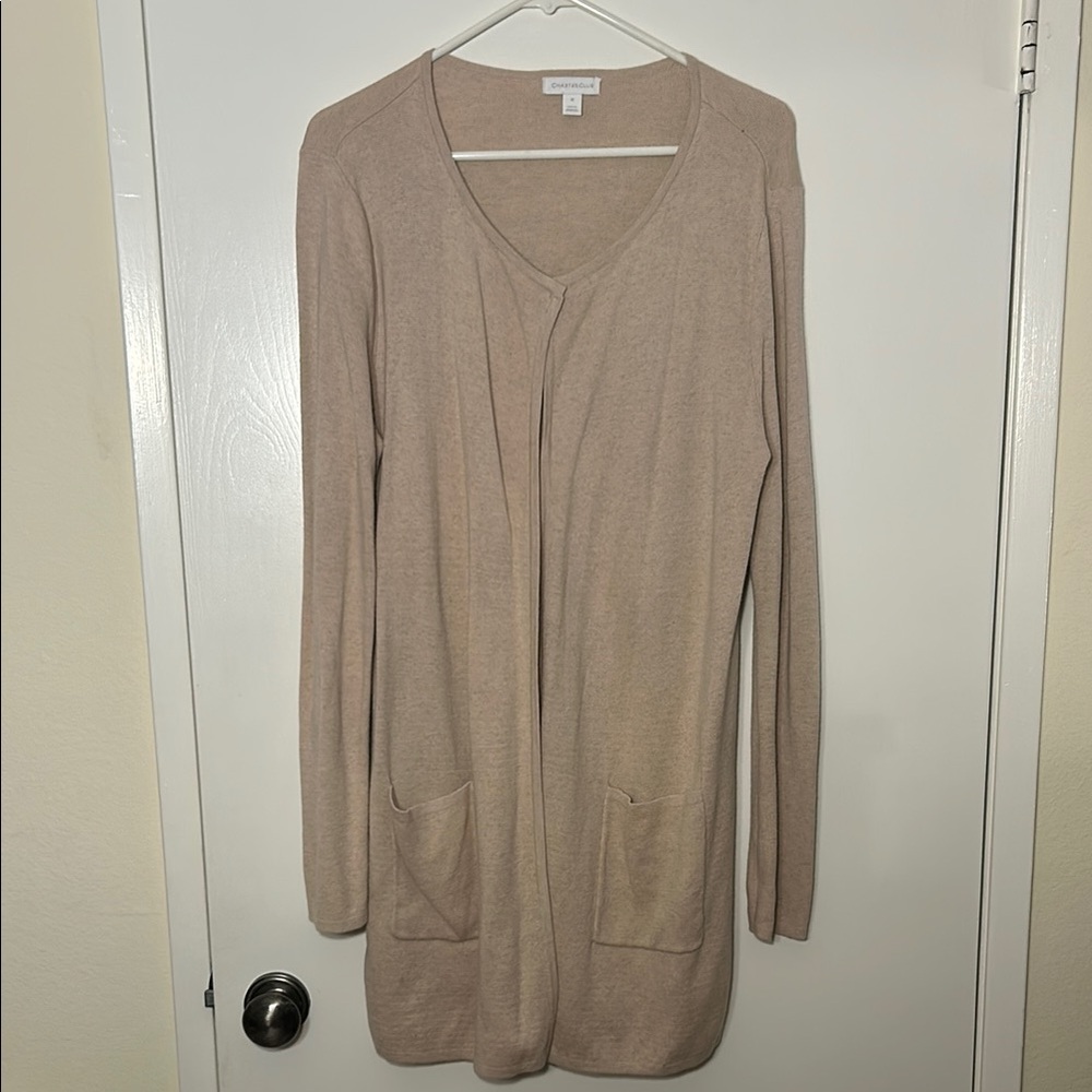 Charter Club Long Cardigan Sweater Size Medium With Pockets